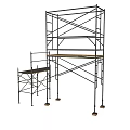 Two Metal Scaffolding Frames With Different Sizes And Platforms For Construction 3d model