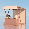 Modern Tea Break Area With Pink Frame White Canopy Coffee Machine And Cups