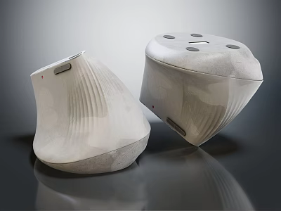 Modern White Textured Computer Speakers Design With Unique Shape And Smooth Finish For Desktop 3d model