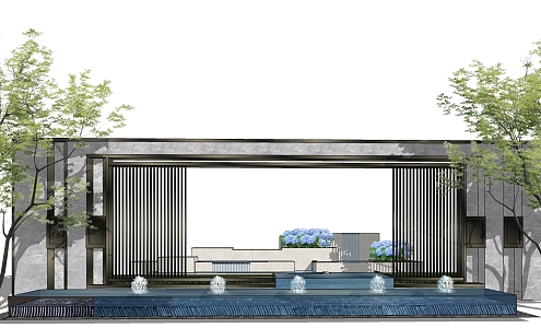 New Chinese style landscape wall 3d model