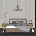 Modern Background Double Bed Home 3d model