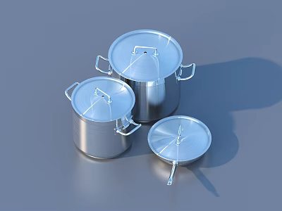 Stainless Steel Cookware Set Including Pots Pans With Lids For Kitchen Use 3d model