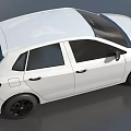 White Compact Hatchback Car With Modern Design And Black Wheels 3d model
