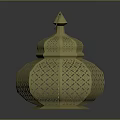 Vintage Golden Decorative Lantern Shaped Furniture With Intricate Cut Out Patterns