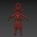 Game and Movie Character Design With Golden Horned Ornament White Hair Colorful Skirt Front Back Views