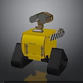 Yellow Robot Featuring Tracked Wheels Binocular Like Top Device And Striped Side Part