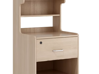 Simple Wooden Bedside Table With Drawer And Upper Shelf Design 3d model
