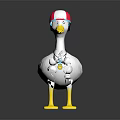 White Duck Wearing Pink And White Cap With Blue Brim And Yellow Pendant Necklace