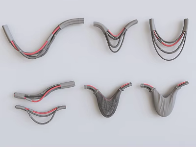 Modern Wall Decor With Curved Shapes Colorful Accent Lines And Various Designs For Home Interior 3d model