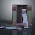 Modern Storage Furniture With Green Panels Wood Grain Compartments And Doors