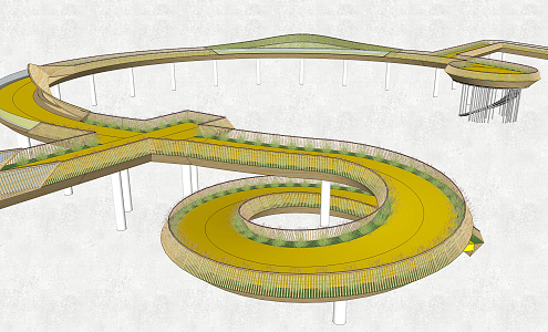 Modern Viewing Deck Landscape Bridge Overpass Landscape Park Viewing Deck 3d model