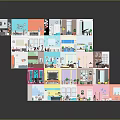 Colorful Cartoon Scene With Multi Layered Room Models And Various Furniture Like Beds Sofas Bookshelves