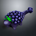 3D Grape Dinosaur Character Creature With Purple Grapes And Green Leaves