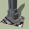 Tall Modern Office Building With Spire Design Shadow Effect And Base Structure 3d model