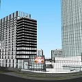 Modern Commercial Complex With Open Plaza Green Spaces And Connecting Walkways