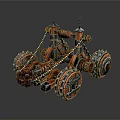 Orange And Black Utility Vehicle With Multi Wheel Mechanical Structure And Arm 3d model