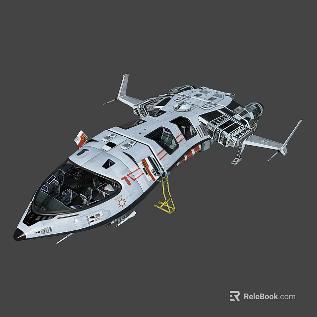 Futuristic Aerial Vehicle With Streamlined Body Transparent Cockpit And Metallic Wings 3d model 