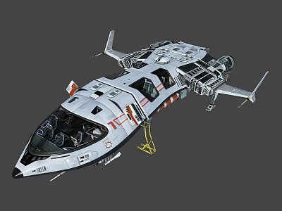 Futuristic Aerial Vehicle With Streamlined Body Transparent Cockpit And Metallic Wings 3d model