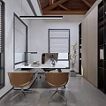 Modern Reception Area Interior Design With Wooden Ceiling Chandelier Armchairs And Decorative Wall