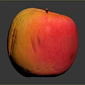 Household Fresh Orange Apple With Red Stripes On Black Surface And Reflection