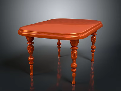 Classic Mahogany Wooden Table With Carved Legs And Square Smooth Tabletop 3d model