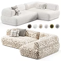 Sectional Sofa with Geometric Pattern and Light Gray Design and Multiple Fabric Color Options