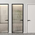 Modern Interior Hinged Doors With Glass Panel Striped Design And White Solid Finish 3d model