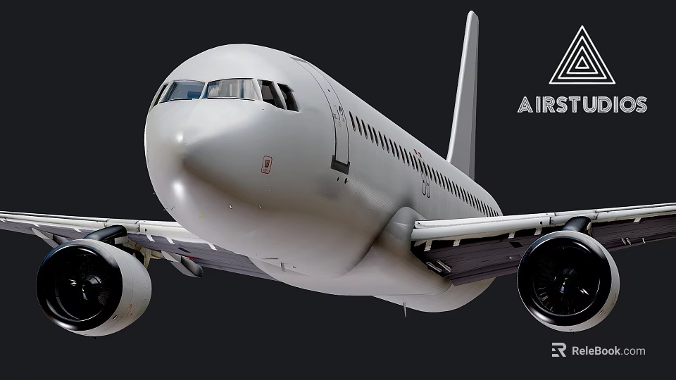 Airstruct Commercial Passenger Airplane With White Fuselage Wings And Engines 3d model 
