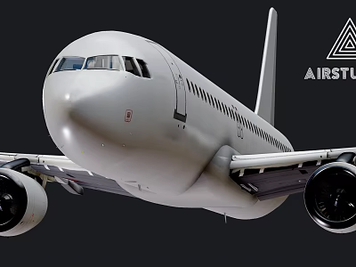 Airstruct Commercial Passenger Airplane With White Fuselage Wings And Engines 3d model