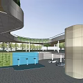 Modern High Rise Residential Towers With Swimming Pool And Greenery Under Blue Sky