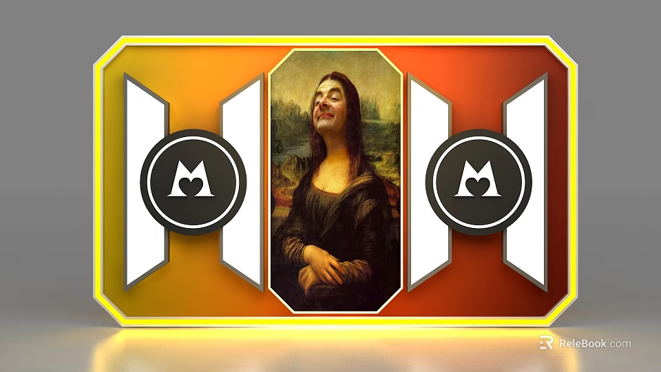 Color Gradient Frame Commercial Display Equipment Featuring Custom Art And Brand Symbols 3d model 