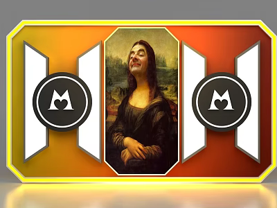 Color Gradient Frame Commercial Display Equipment Featuring Custom Art And Brand Symbols 3d model