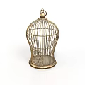 Golden Metal Birdcage with Decorative Design and Ornate Base for Household Decoration