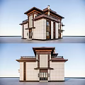 Two Story Detached Villa Exterior With Wooden Accents Large Windows And Balcony