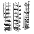 Modern Three Metal Multi Tier Storage Cabinets With Shelves For Home Organization