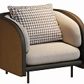 Modern Comfortable Accent Chair With Houndstooth Pillow Table Lamp And Side Table 3d model