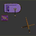 Elegant Decorative Interior With Purple Sofa Gold Accents Small Table Mirror Scepter And Brass Telescope
