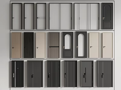 Various Styles of Interior Hinged Doors in Different Colors and Designs 3d model