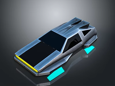 Futuristic Sports Car With Sleek Metallic Silver Body Black Roof And Blue Glowing Accents 3d model