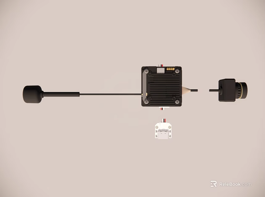 Mechanical Component Assembly With Control Box Metal Rod And Connector 3d model 