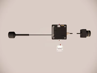 Mechanical Component Assembly With Control Box Metal Rod And Connector 3d model