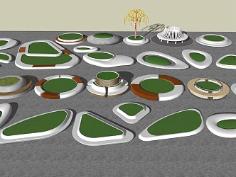 Modern Tree Pool Landscape Leisure Outdoor Special-shaped Seat Sitting Stool Flower Beds Tree Pool 3d model