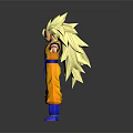 Dragon Ball Game Movie Character Goku Super Saiyan 3 With Golden Long Hair Yellow Outfit Blue Belt 3d model