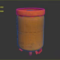 Orange Industrial Storage Barrel With Base Support And Vintage Design