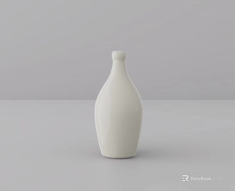 White Ceramic Decorative Ornament Set With Minimalist Design On Gray Tabletop 3d model 