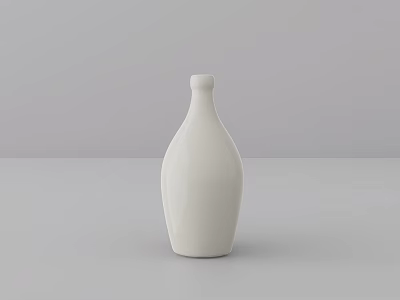 White Ceramic Decorative Ornament Set With Minimalist Design On Gray Tabletop 3d model