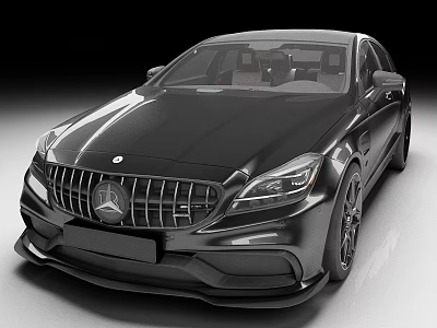 Black Luxury Sporty Car Front Design With Sleek Headlights And Aerodynamic Body Lines 3d model