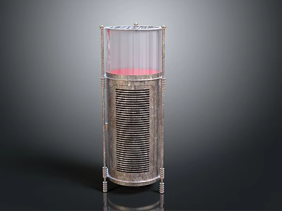 Silver Upright Cylindrical Daily Use Appliance With Transparent Top Red Interior And Ventilation Grille 3d model