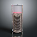 Silver Upright Cylindrical Daily Use Appliance With Transparent Top Red Interior And Ventilation Grille