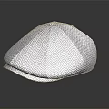 Gray White Herringbone Pattern Flat Cap With Textured Fabric Fashion Accessory 3d model